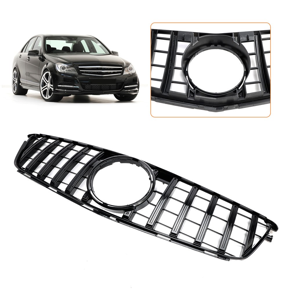 2008-2014 C-Class Benz W204 C300 C350 C63 Style Gloss Black Grill Grille Generic
