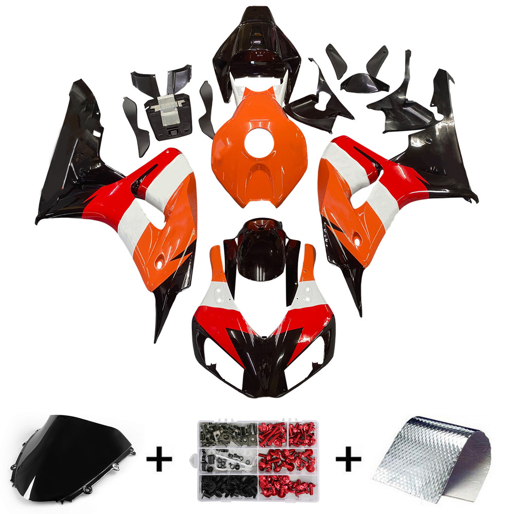 2006-2007 Honda CBR1000RR Black Orange Repsol Racing Amotopart Fairings