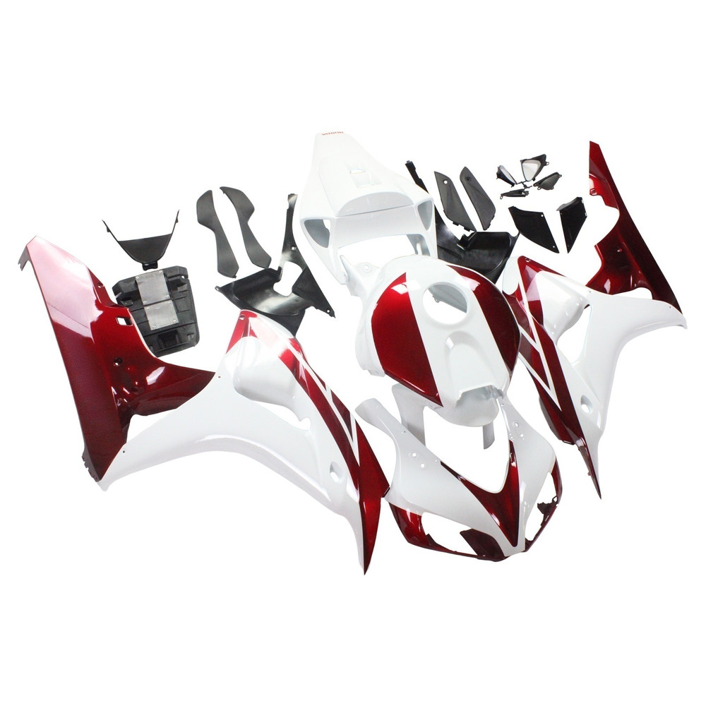 2006-2007 Honda CBR1000RR White & Cherry Red Honda Racing Amotopart Fairings