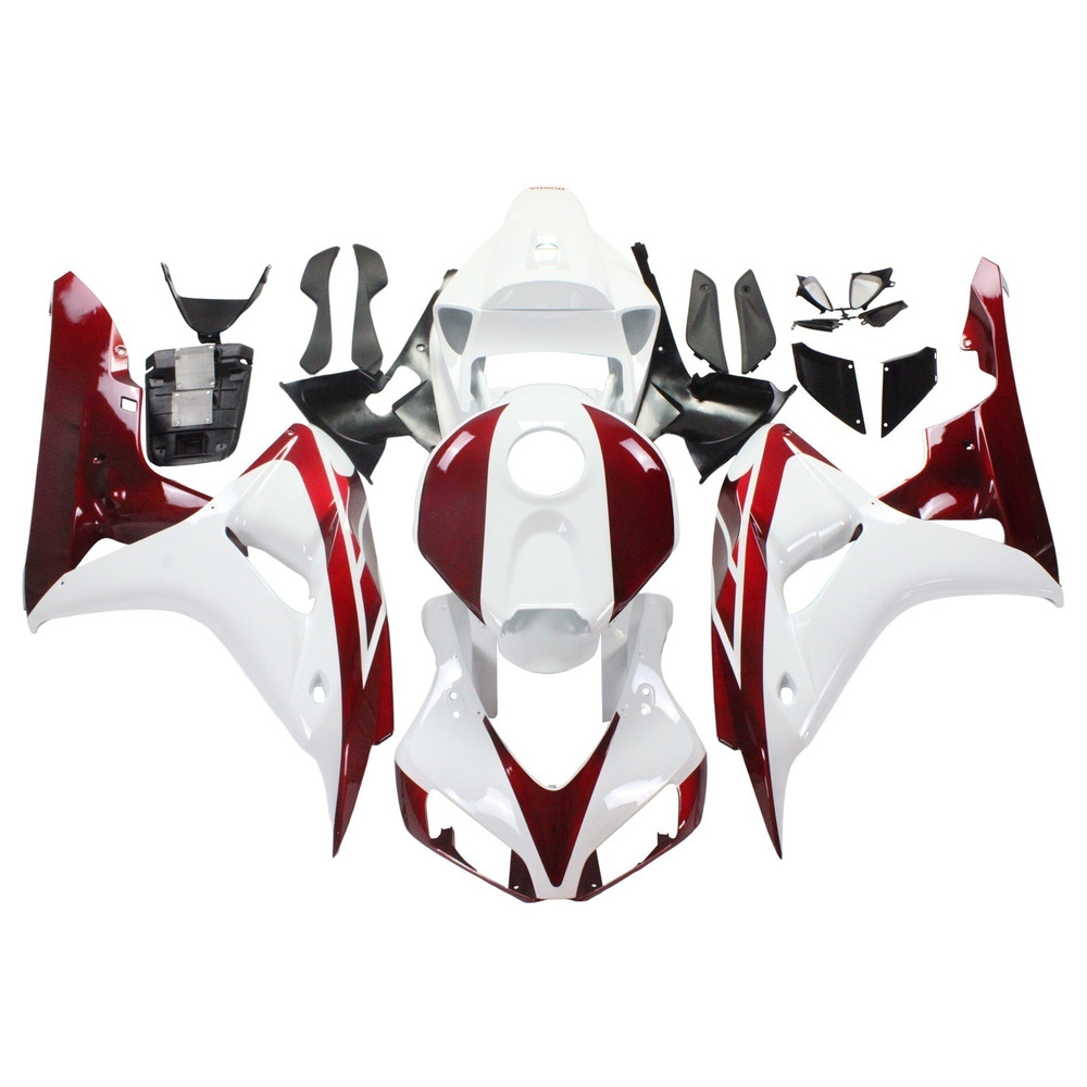 2006-2007 Honda CBR1000RR White & Cherry Red Honda Racing Amotopart Fairings