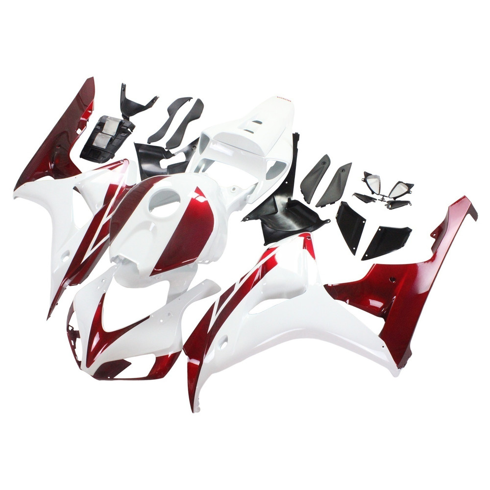 2006-2007 Honda CBR1000RR White & Cherry Red Honda Racing Amotopart Fairings