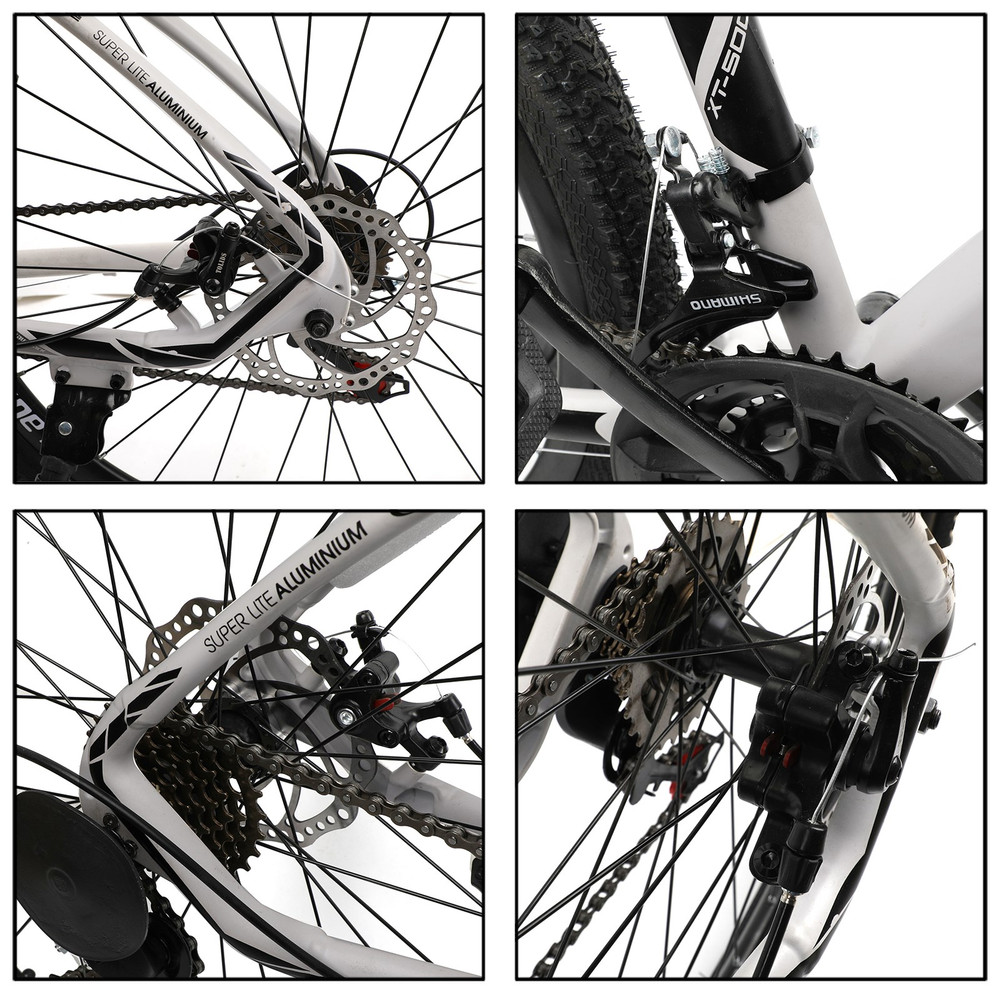27.5 inches Wheels Adults Mountain Bike 21 Speed Bikes Bicycle MTB White&Black