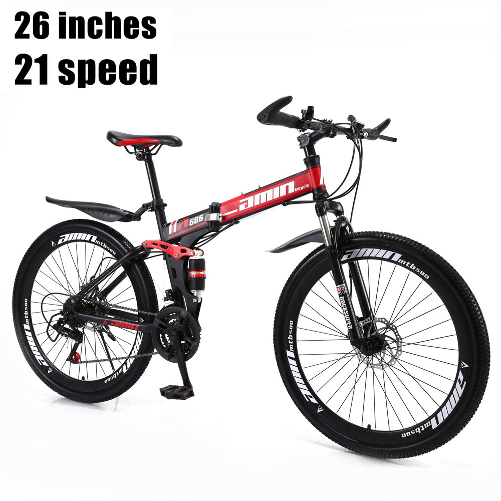 26 Inch Folding Mountain Bike 21 Speed for Sale with Bike Lock+Air Pump