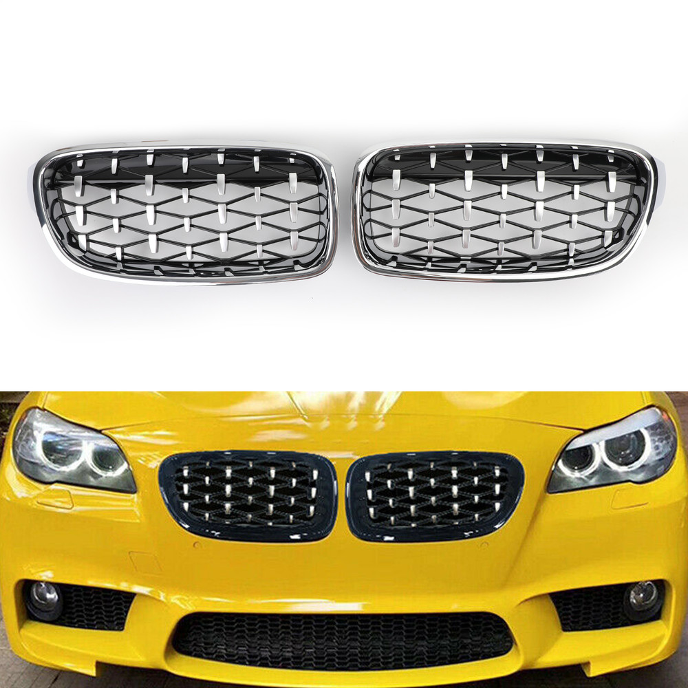 Pair Front Kidney Chrome Diamond Grille Grills fit BMW F30 328i 335i 2012-2016