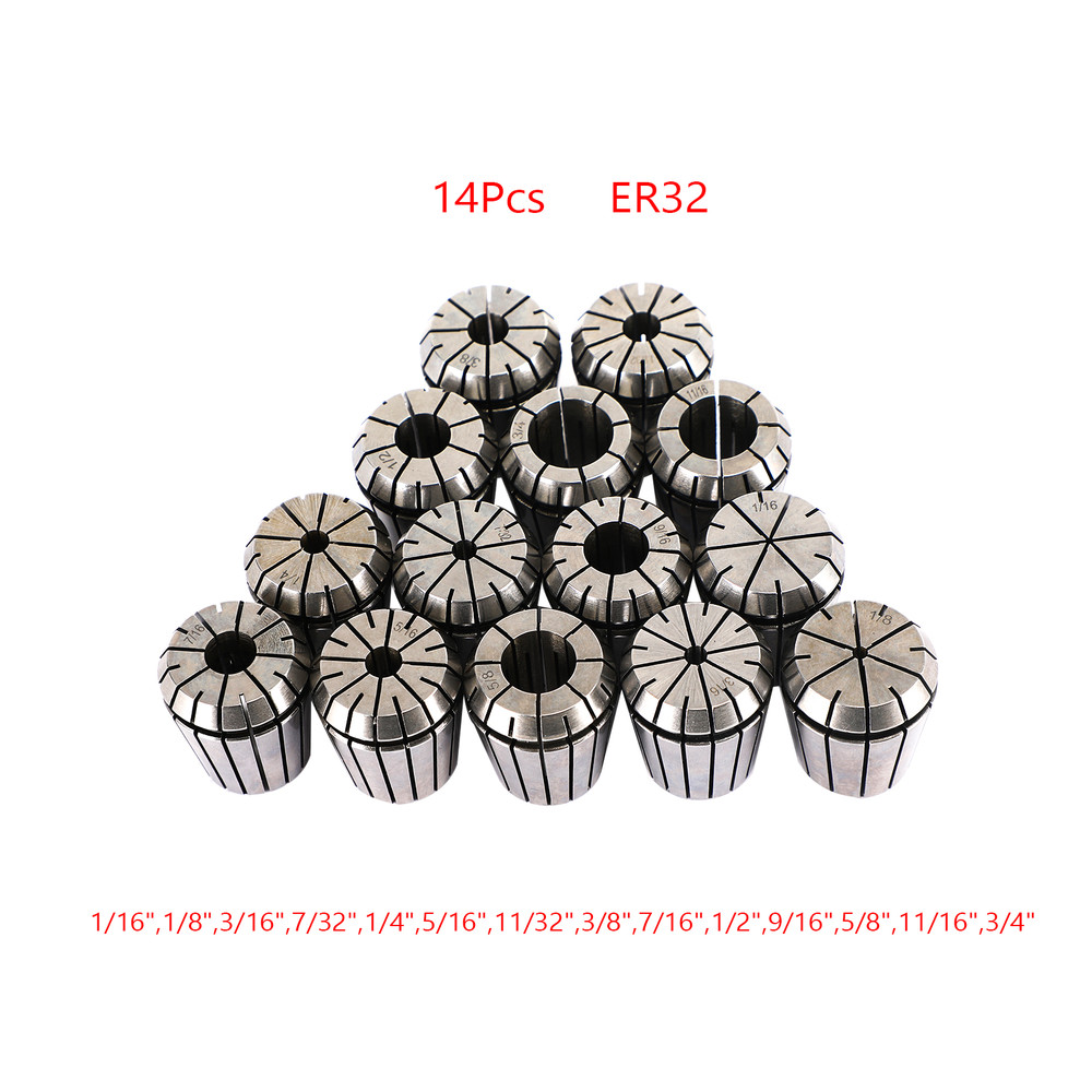 14Pcs ER32 Spring Collet Set For CNC Milling Lathe Tool Engraving Machine Steel