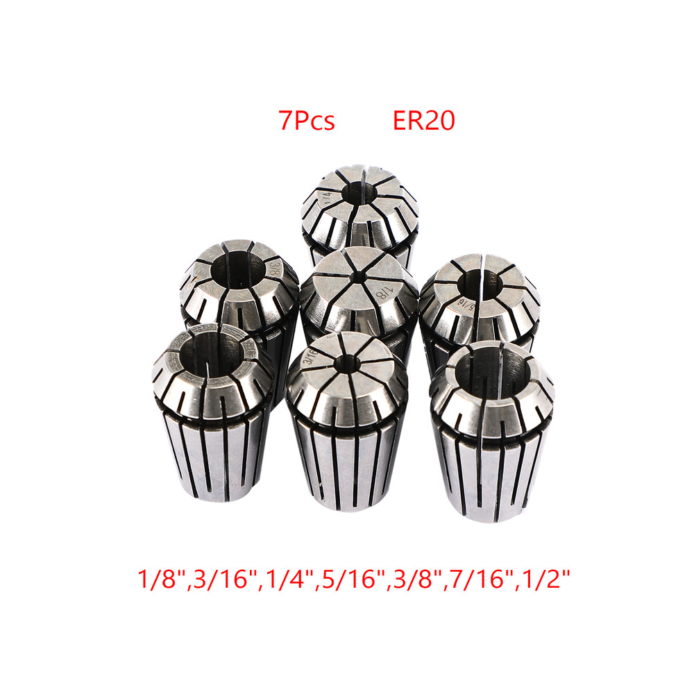 7Pcs ER20 Spring Collet Set For CNC Milling Lathe Tool Engraving Machine Steel