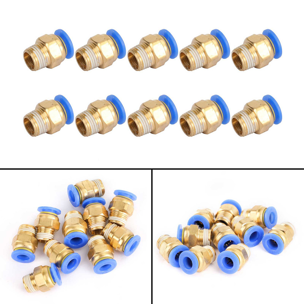 10x Pneumatic 1/4" Tube X 1/8" NPT Male Connector Push In To Air Connect Fitting