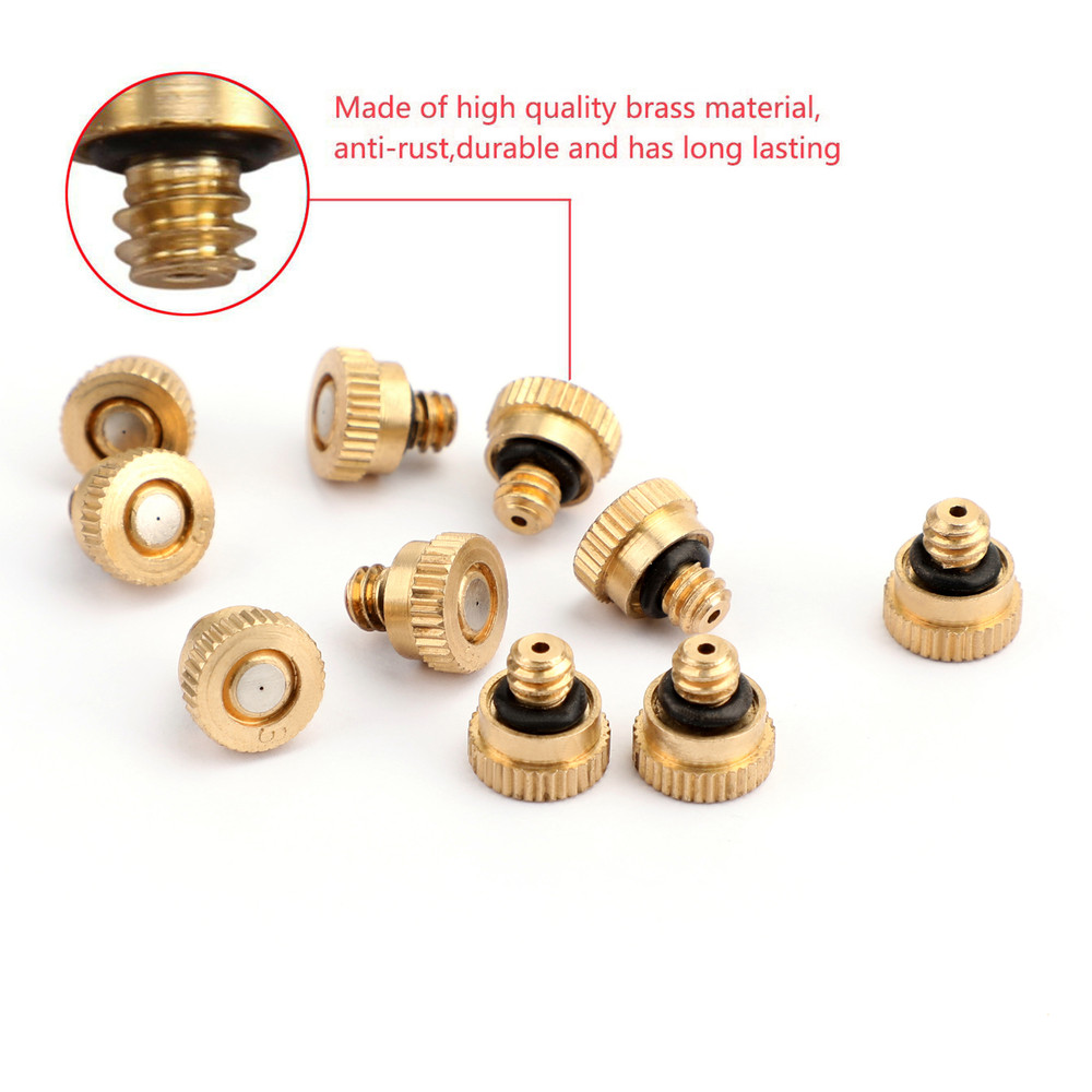 50X Brass Misting Nozzles Water Mister Sprinkle For Cooling System 0.012" 10/24