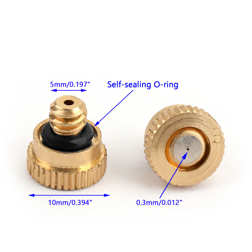 50X Brass Misting Nozzles Water Mister Sprinkle For Cooling System 0.012" 10/24