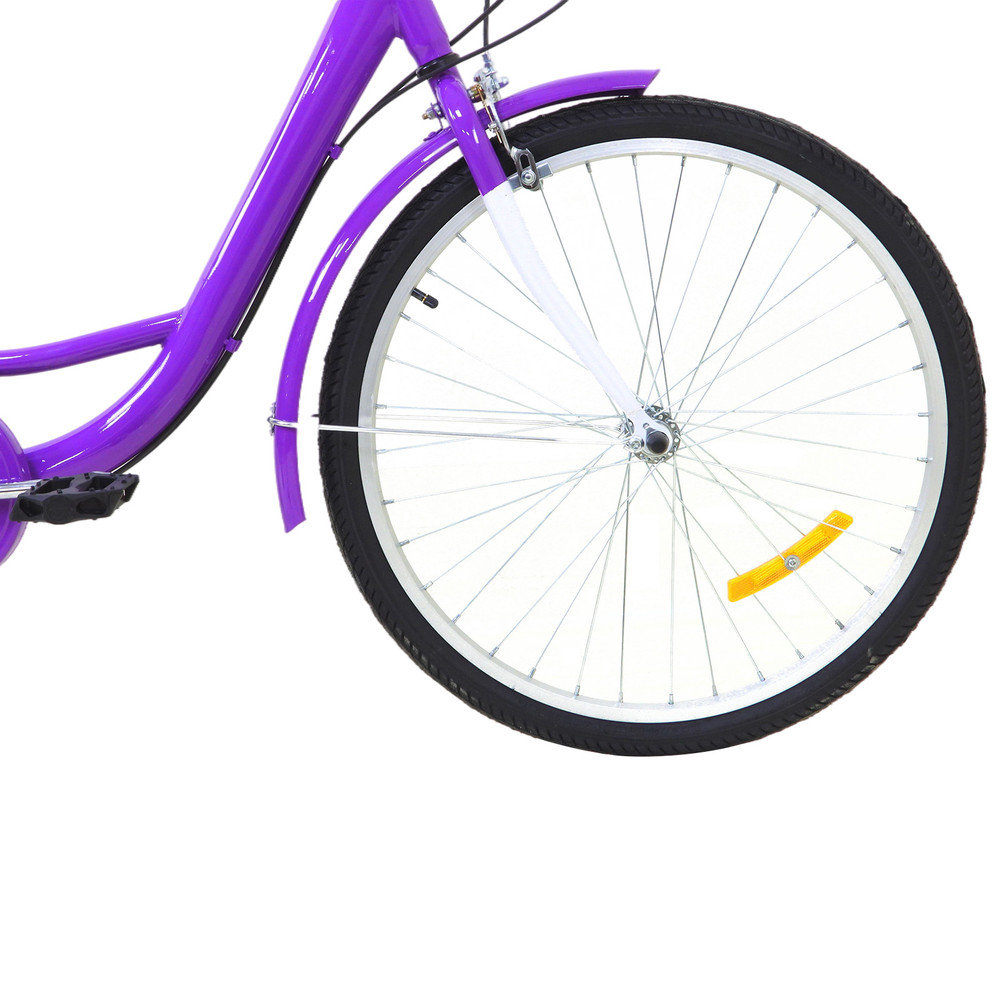 7-Speed 24" Adult 3-Wheel Tricycle Cruise Bike Bicycle With Basket purple