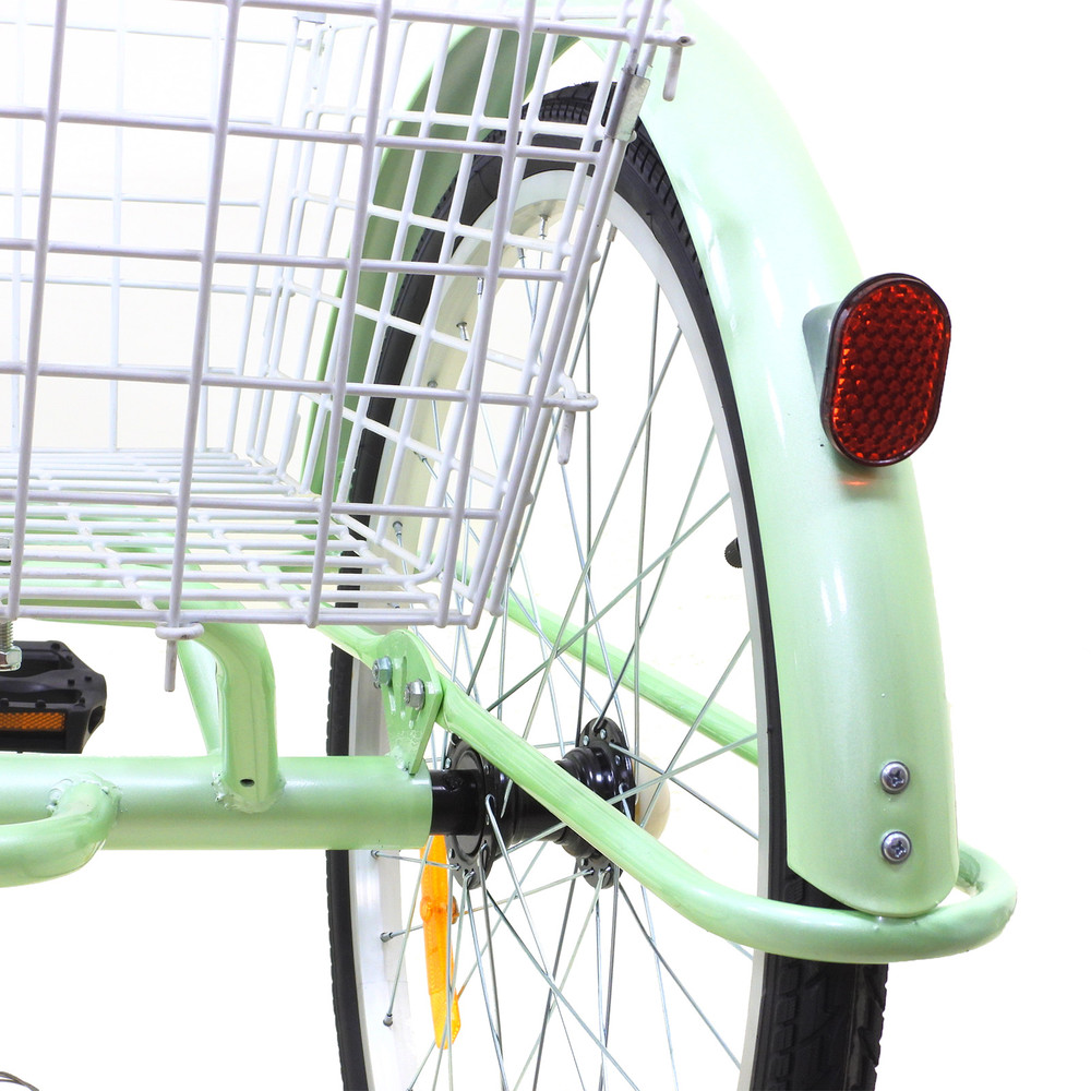 7-Speed 24" Adult 3-Wheel Tricycle Cruise Bike Bicycle With Basket Cyan