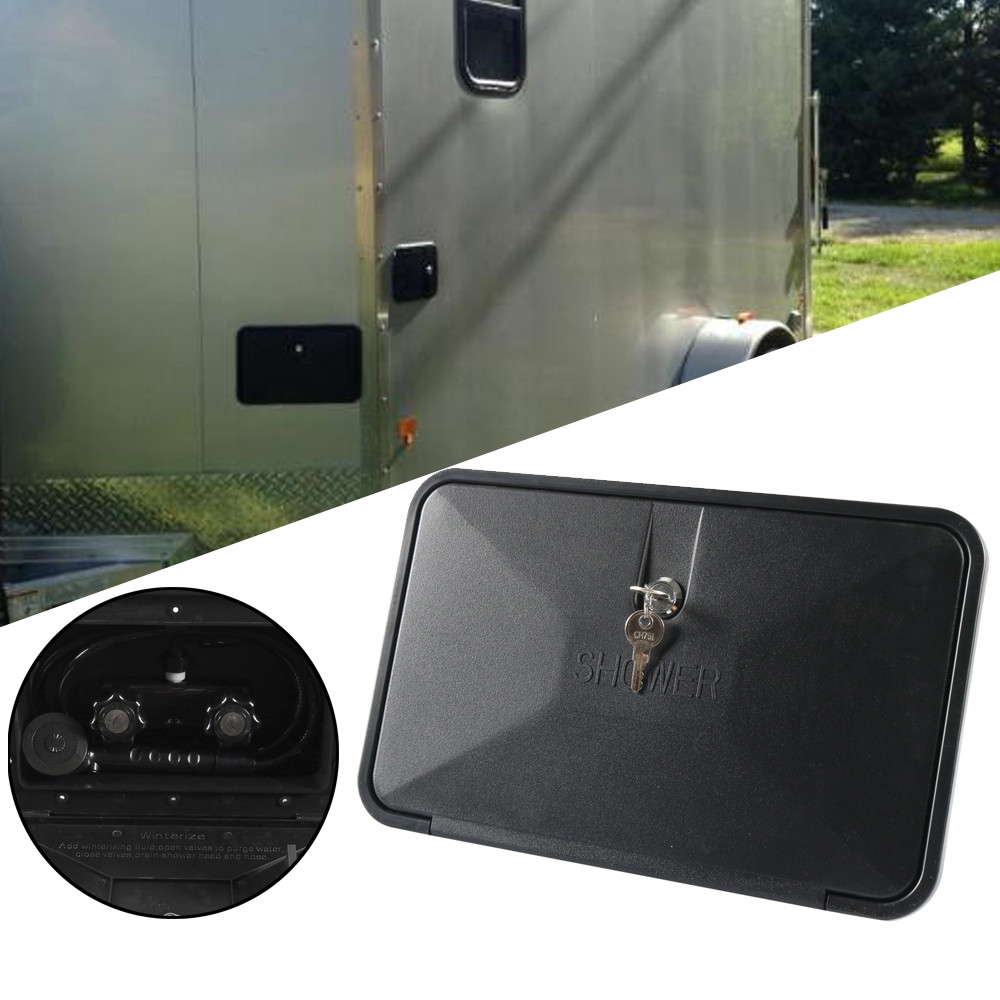External Caravan RV Shower Box Kit Exterior Faucet Camper Trailer Boat Black