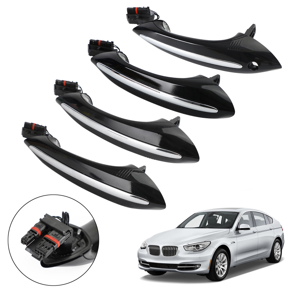 4pcs Black Exterior Door Handle 51217231931/32/33/34 For BMW F10 F01 F02 F06 F11