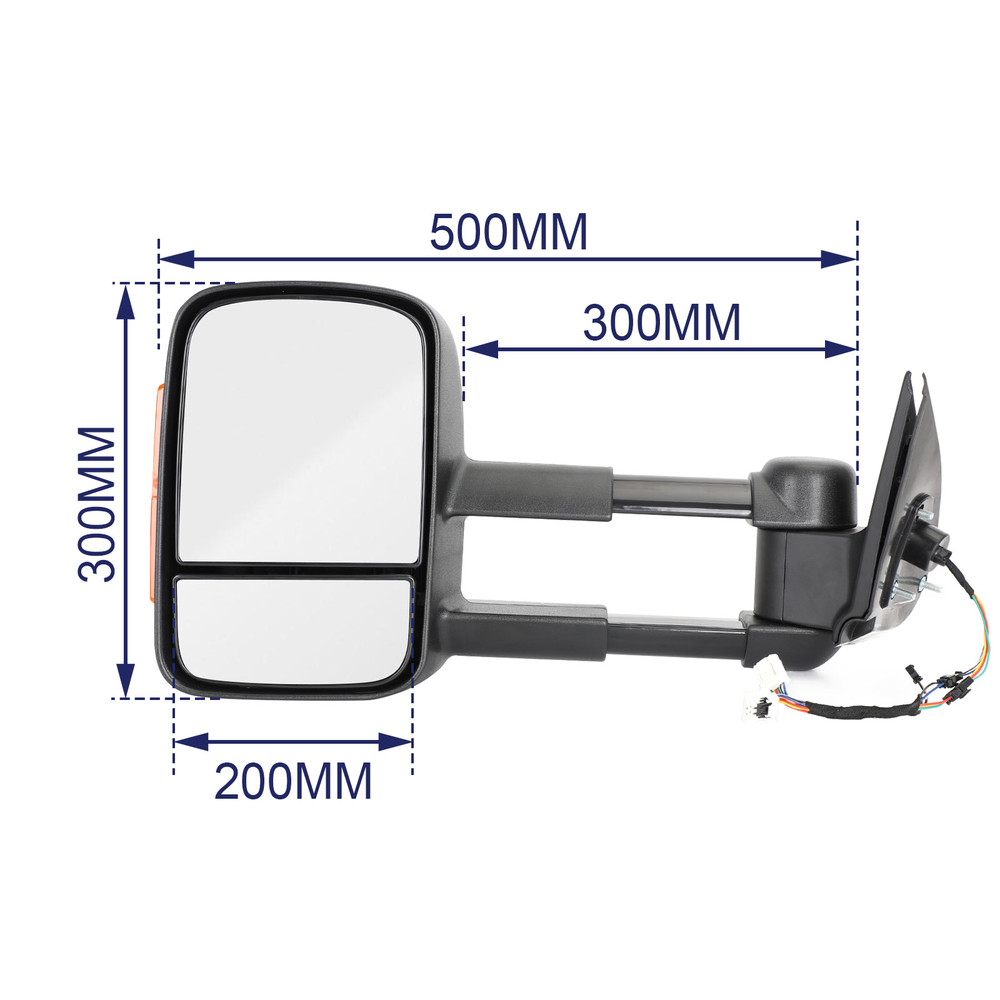 Pair of Electric Extendable Towing Mirrors for Mitsubishi Triton 2015+ Black