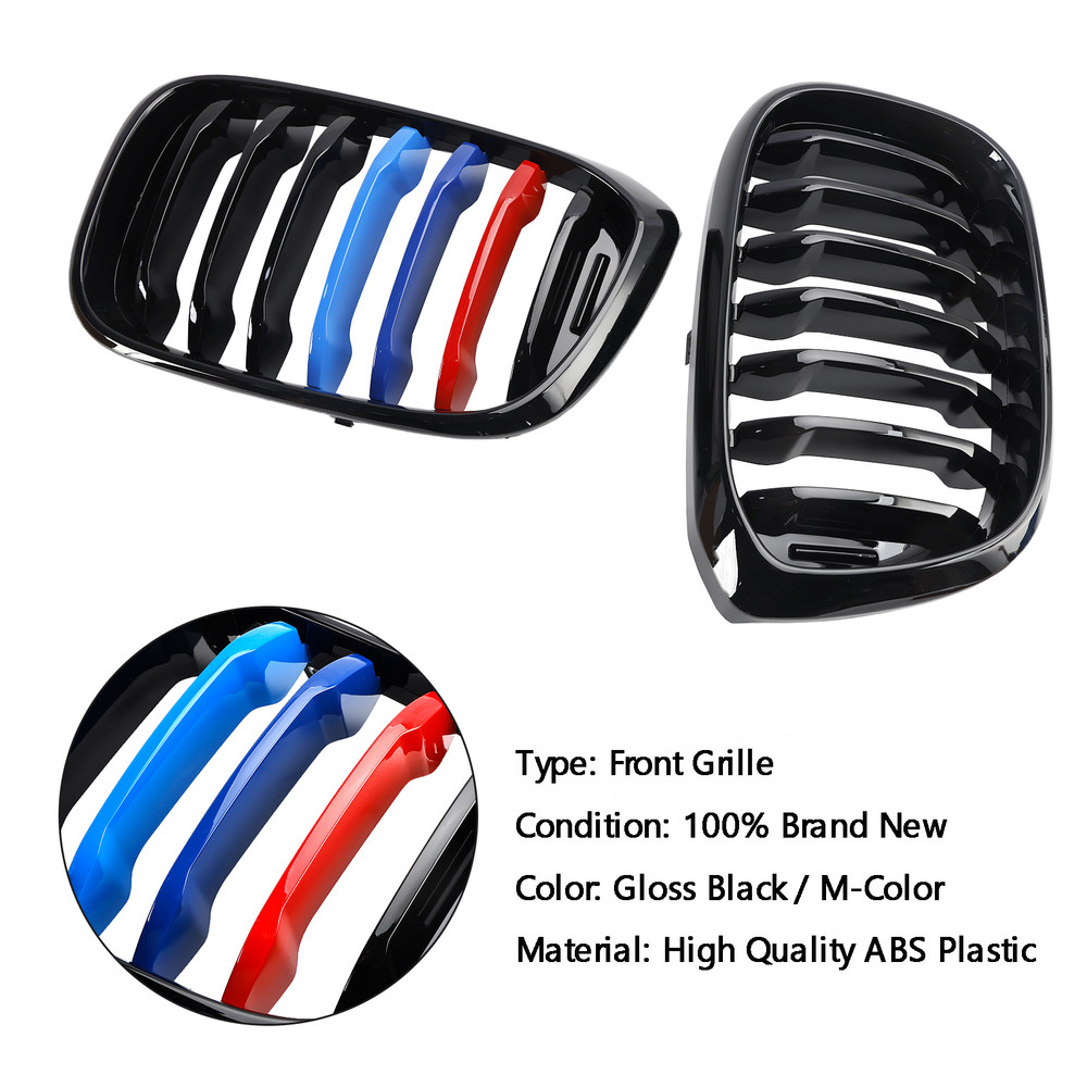 Pair M-Color Kidney Grill Grille 51138469959 fit BMW G01 X3 G02 X4 Gloss Black