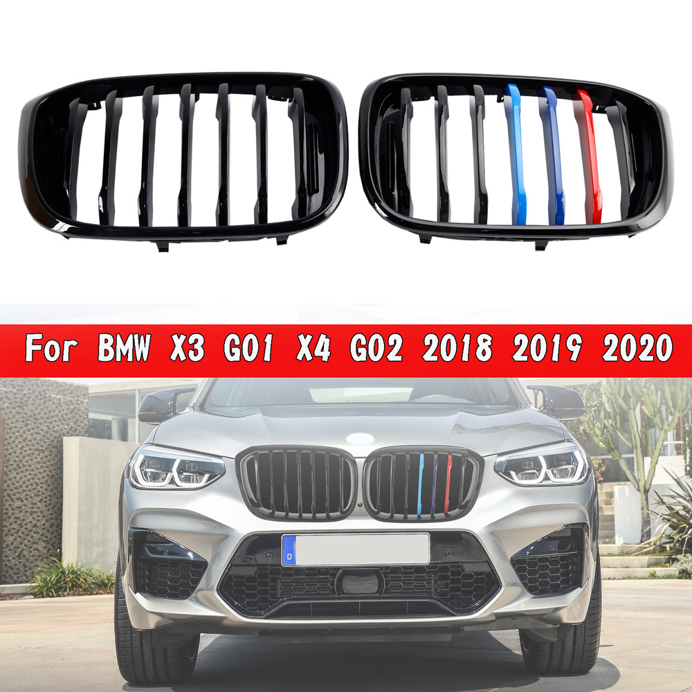 Pair M-Color Kidney Grill Grille 51138469959 fit BMW G01 X3 G02 X4 Gloss Black