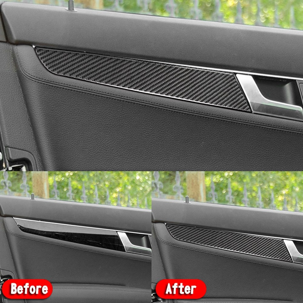 Carbon Fiber Interior Door Panel Cover Trim For Mercedes-Benz C Class W204 07-14