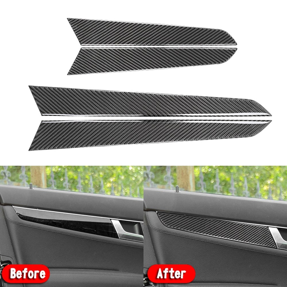 Carbon Fiber Interior Door Panel Cover Trim For Mercedes-Benz C Class W204 07-14