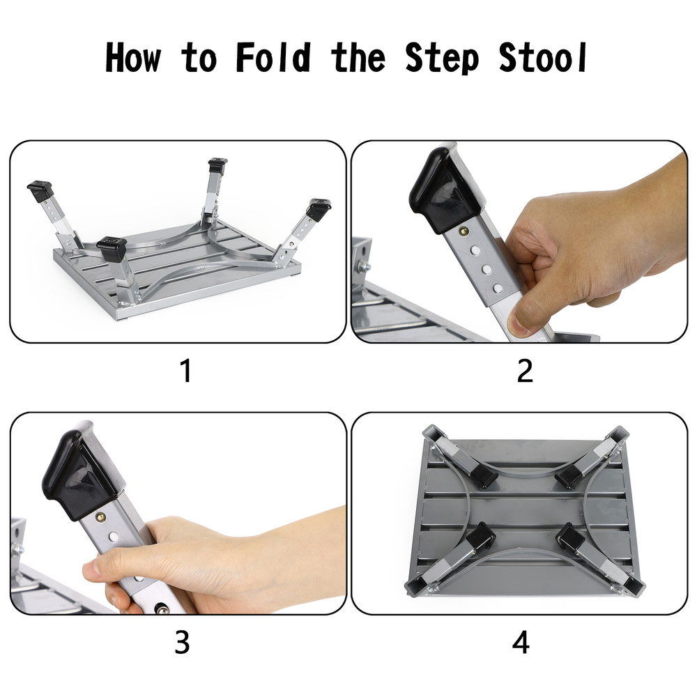 Folding Aluminum Platform RV Step Stool Trailer Camper Working Ladder Portable