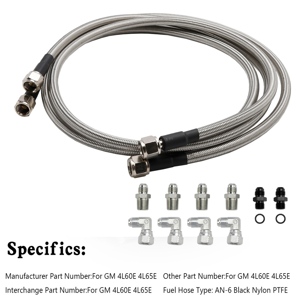 Automatic Transmission Cooler Lines Kit 6-AN Hose Line Kit For GM 4L60E 4L65E