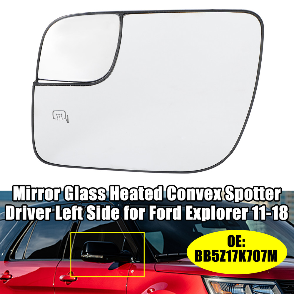 Mirror Glass Heated Convex Spotter Driver Left Side for Ford Explorer 11-18
