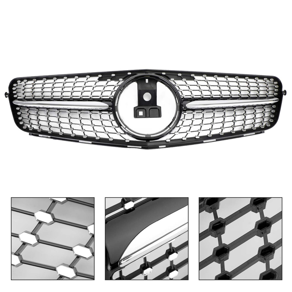 2008-2014 C-Class Benz W204 C300 C350 Diamond Front Bumper Grille Grill  LED Generic