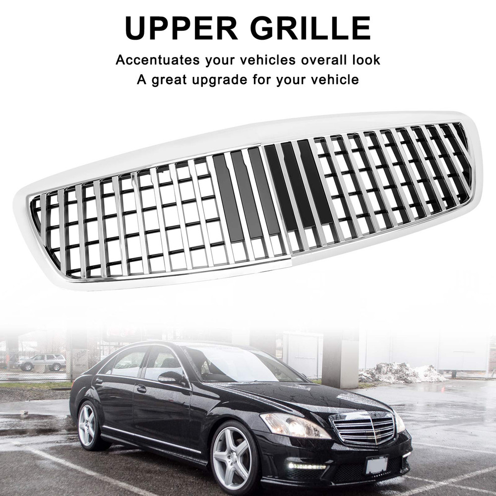MayBach Style Grille Grill Fit Benz S-Class W221 S550 S63 S450 2007-2009 Chrome
