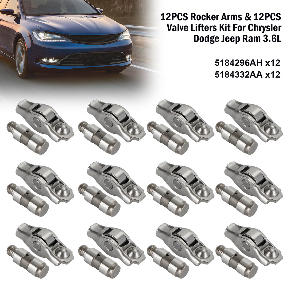 Chrysler Dodge Jeep Ram 3.6L 12PCS Rocker Arms & 12PCS Valve Lifters Kit