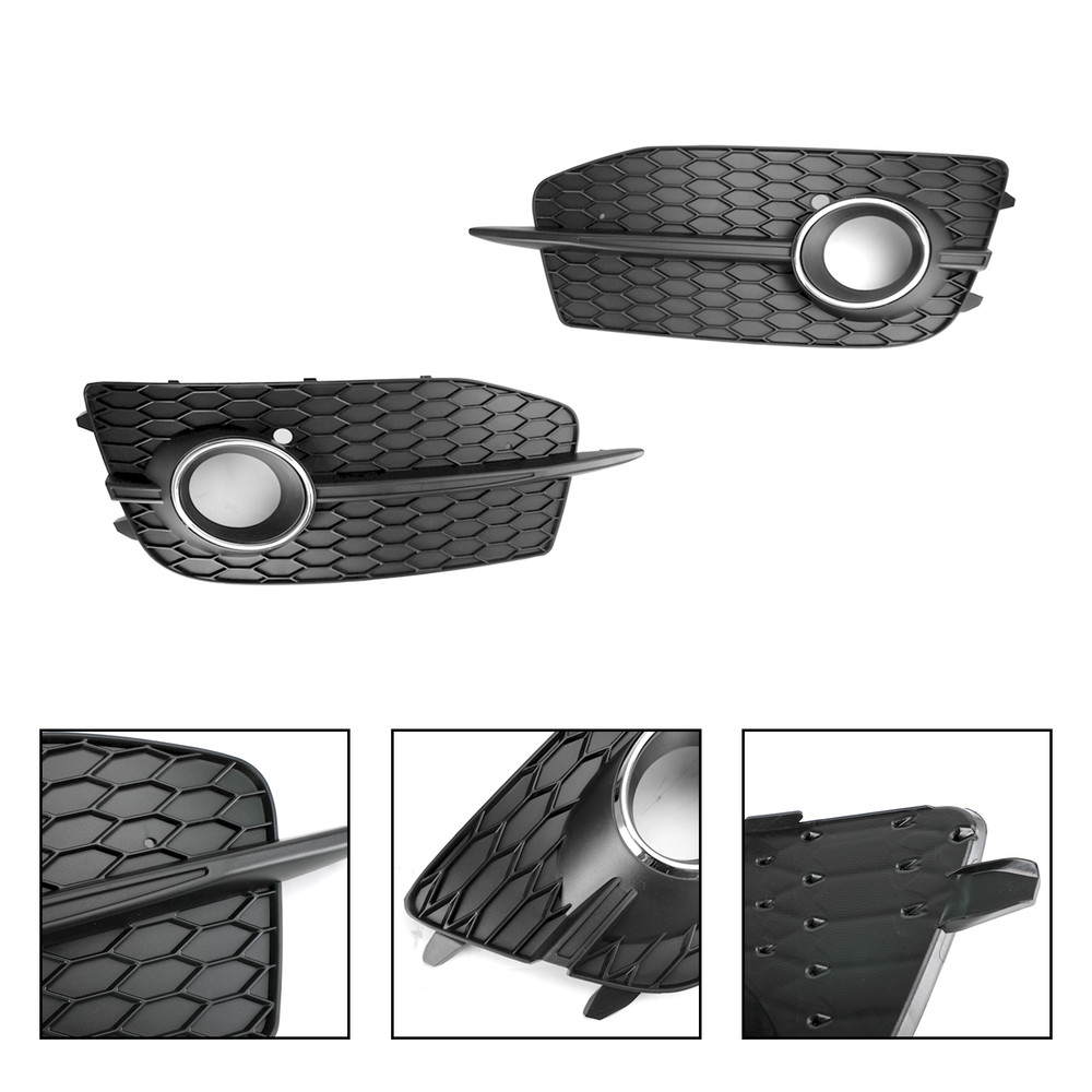 2PCS Bumper Fog Light Grill Grille 8U0807681DSP9 Fit Audi Q3 S-Line 2012-2014