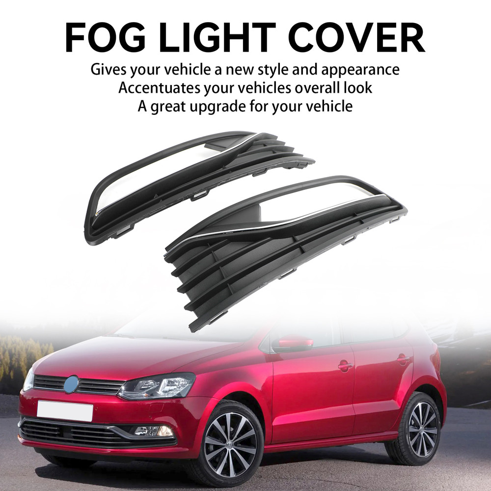 Pair Front Bumper Fog Light Cover Grill Grille fit VW Polo 6R 2014-2017