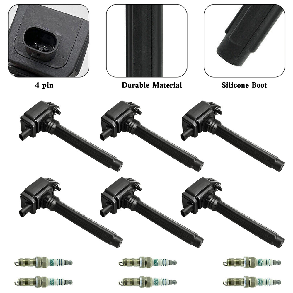 6pcs Ignition Coil +Spark Plug UF648 For Dodge Chrysler Ram Jeep 3.6L