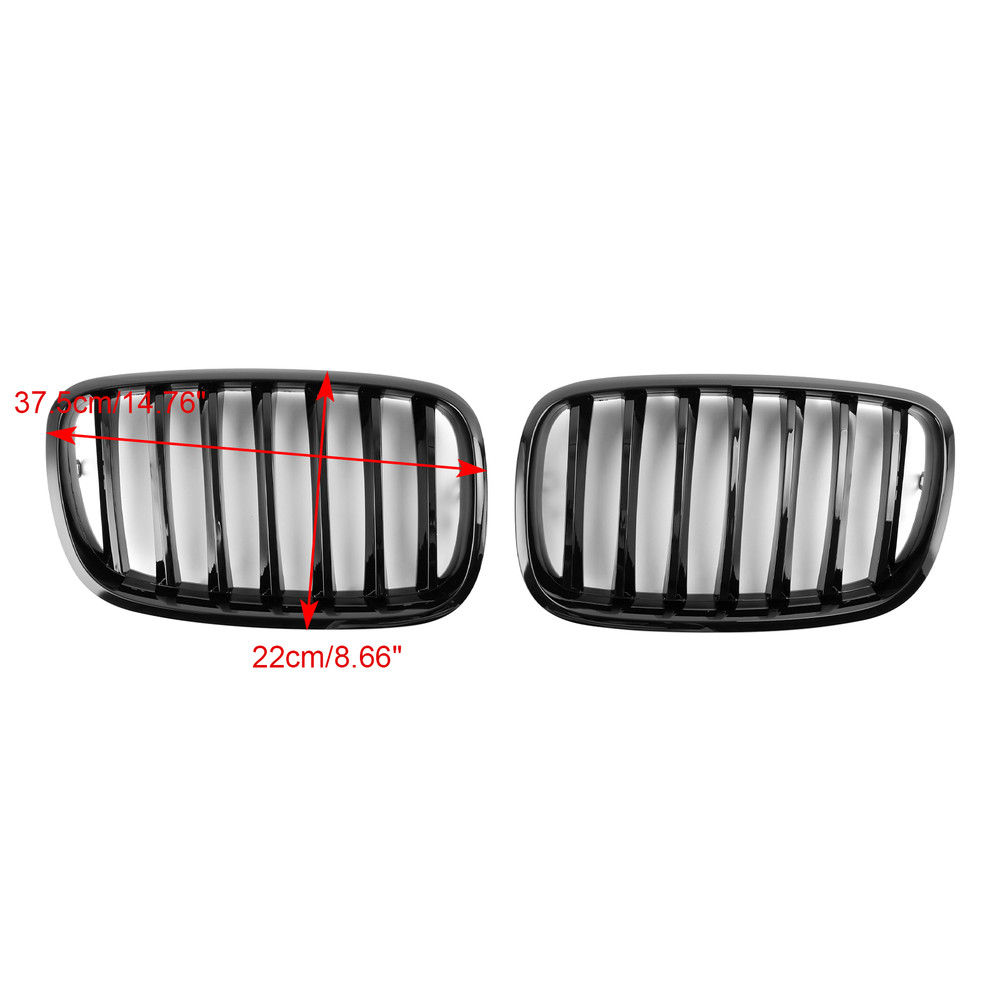 Front Bumper Kidney Grille Grill Fit BMW X5 E70 X6 E71 2007-2013 Gloss Black