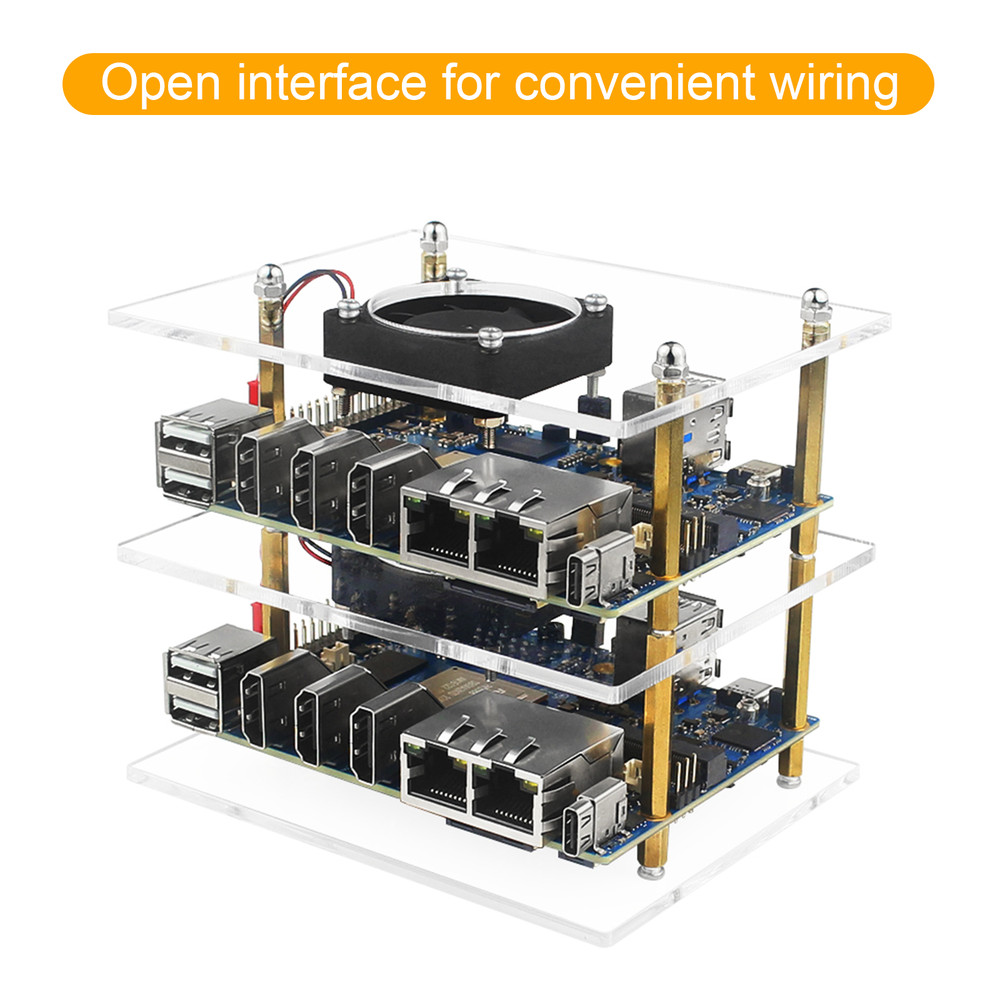 Orange Pi 5 Plus Two-Layer Cluster Acrylic Shell Orangepi Protective Shell