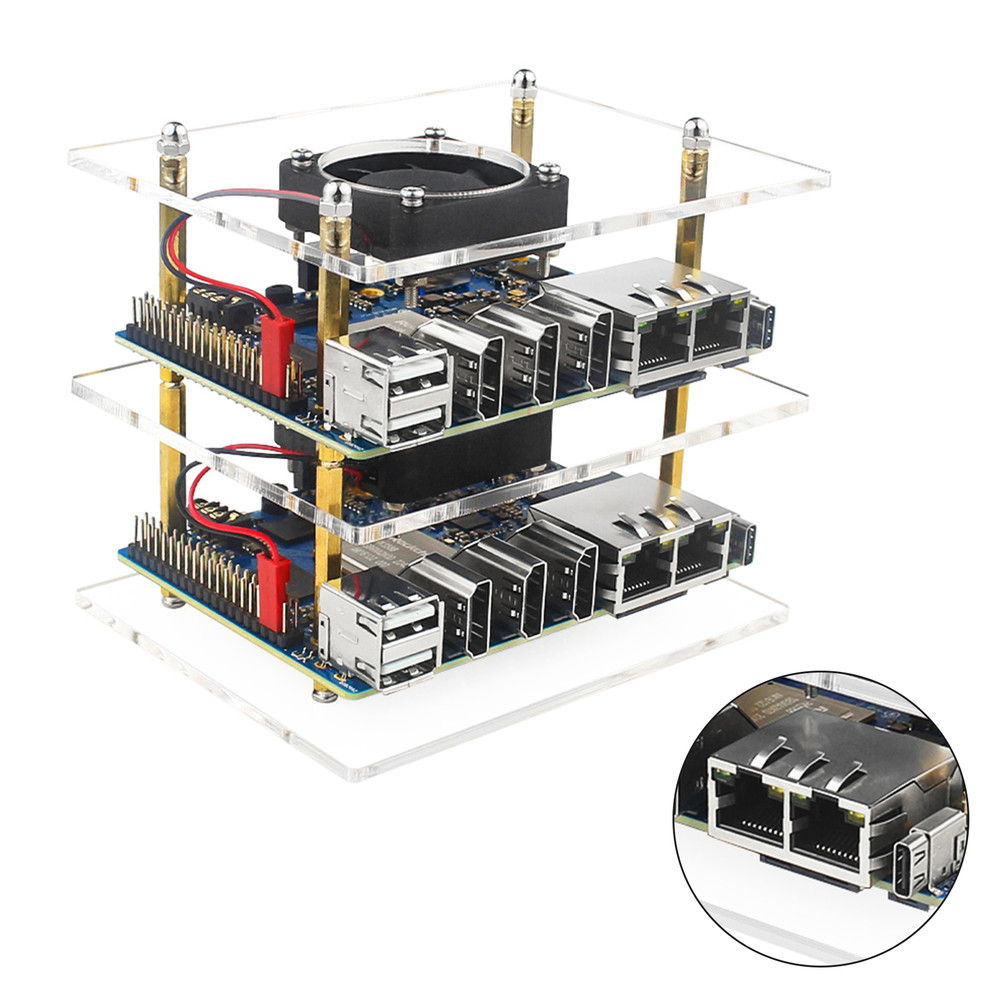 Orange Pi 5 Plus Two-Layer Cluster Acrylic Shell Orangepi Protective Shell