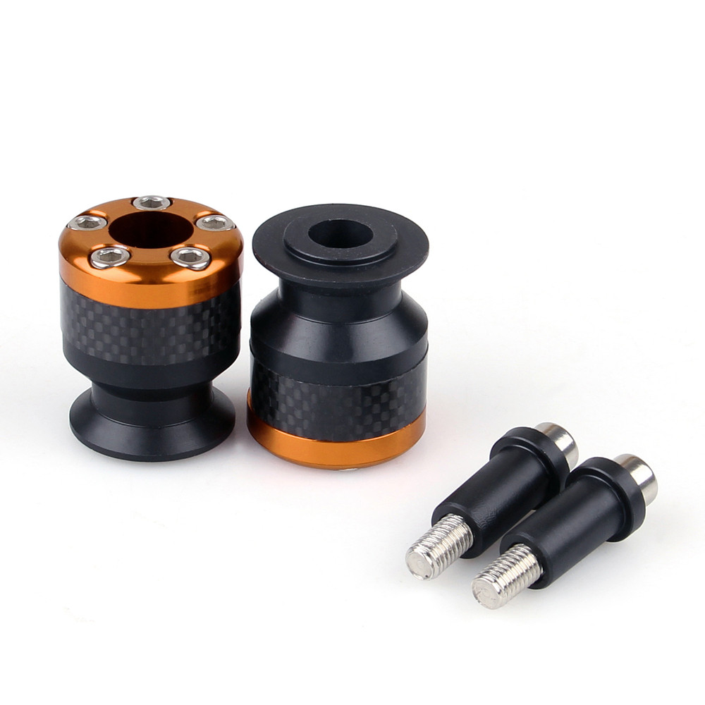Spools 8MM Carbon Fiber Swingarm Sliders Ducati Honda Suzuki, Orange
