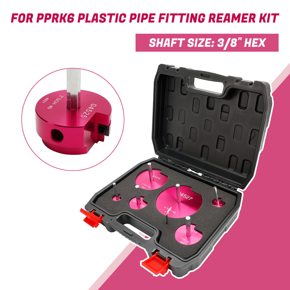 6 Piece 04529 For PPRK6 Plastic Pipe Fitting Reamer Kit For1/2" Drills