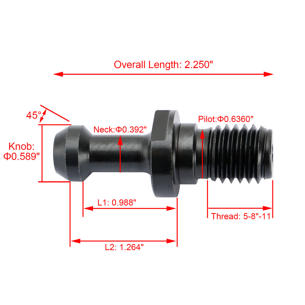 10Pcs CAT40 45 0.589" Degree Pull Stud Retention Knob Fits HAAS CAT CNC Black
