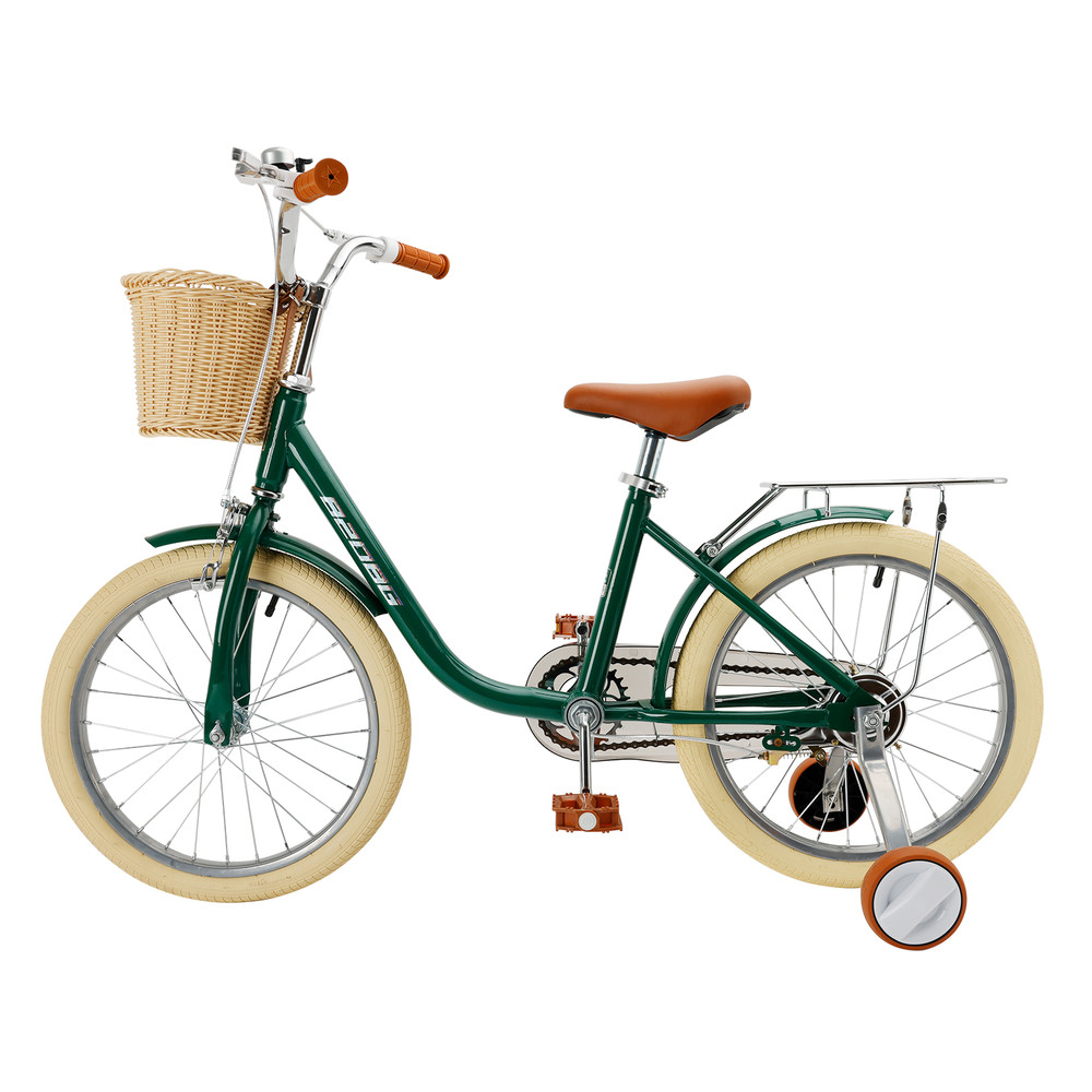 18 inches Kid's Bike Child Bicycle green for Ages 7-9 Years Boys and Girls with Basket