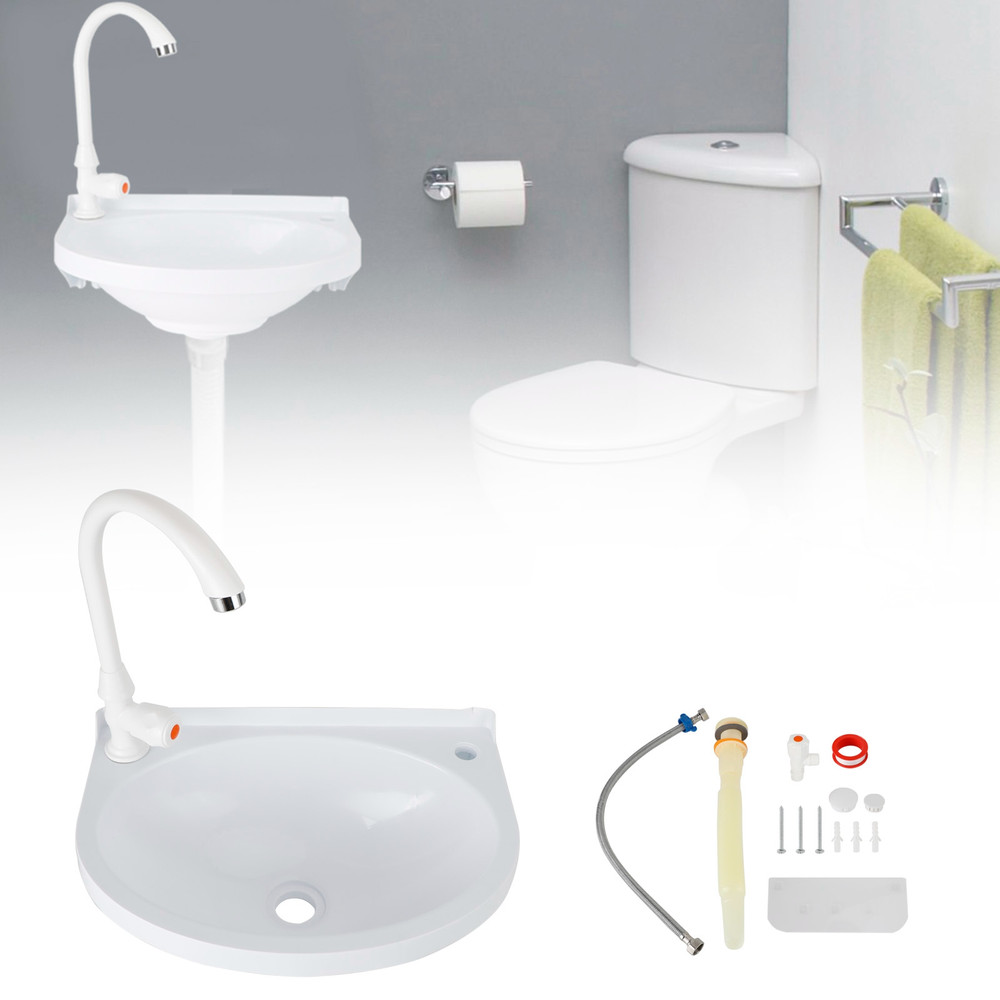 2-in-1 Outdoor Garden Water Fountain and Faucet No-Punch Bathroom Wash Basin