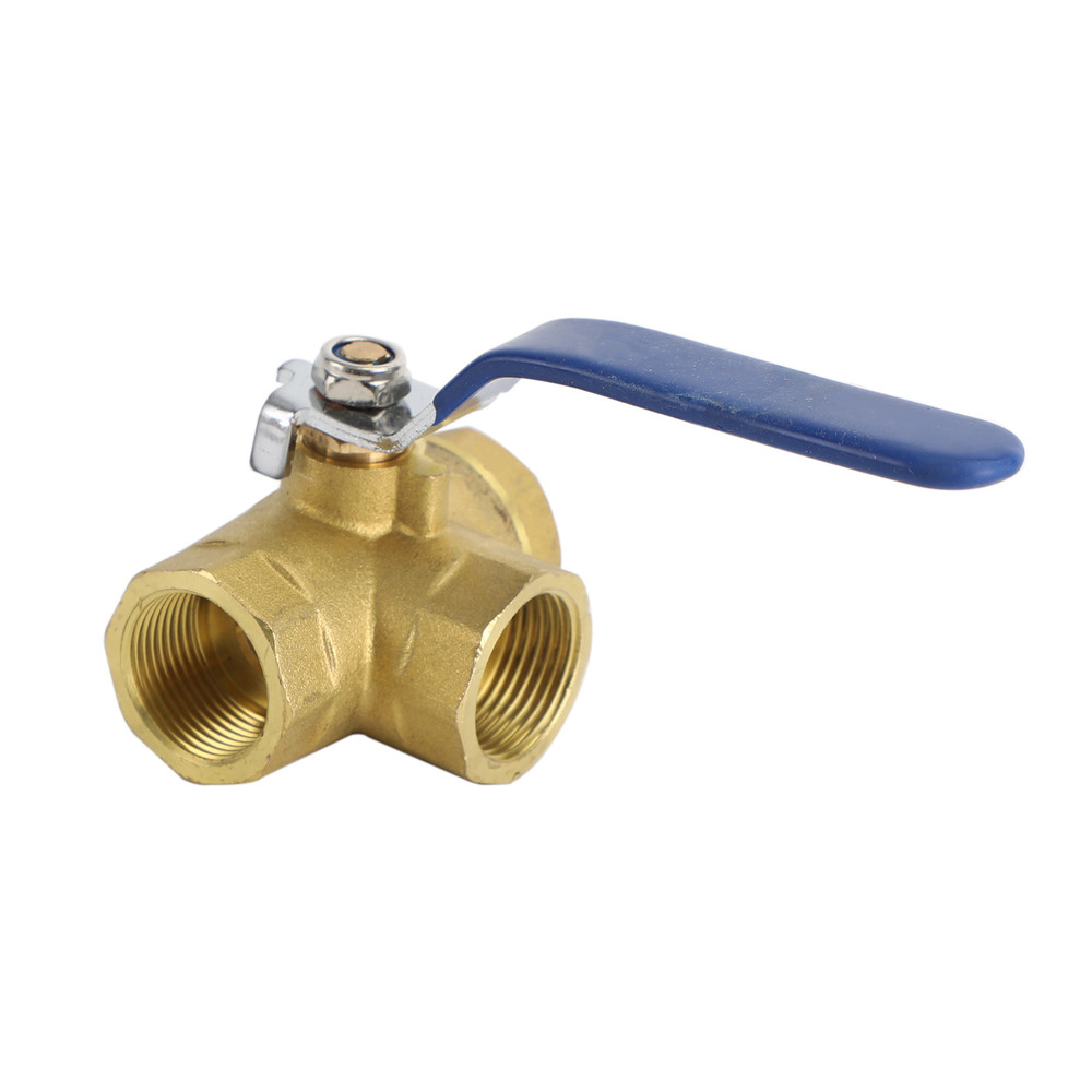 3/4" 3 Way Ball Valve Three T Port NPT Brass Female Type For Water Oil And Gas