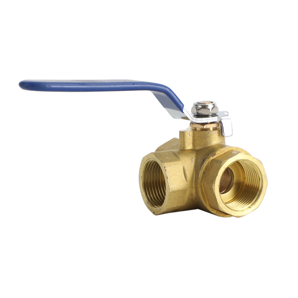 3/4" 3 Way Ball Valve Three T Port NPT Brass Female Type For Water Oil And Gas