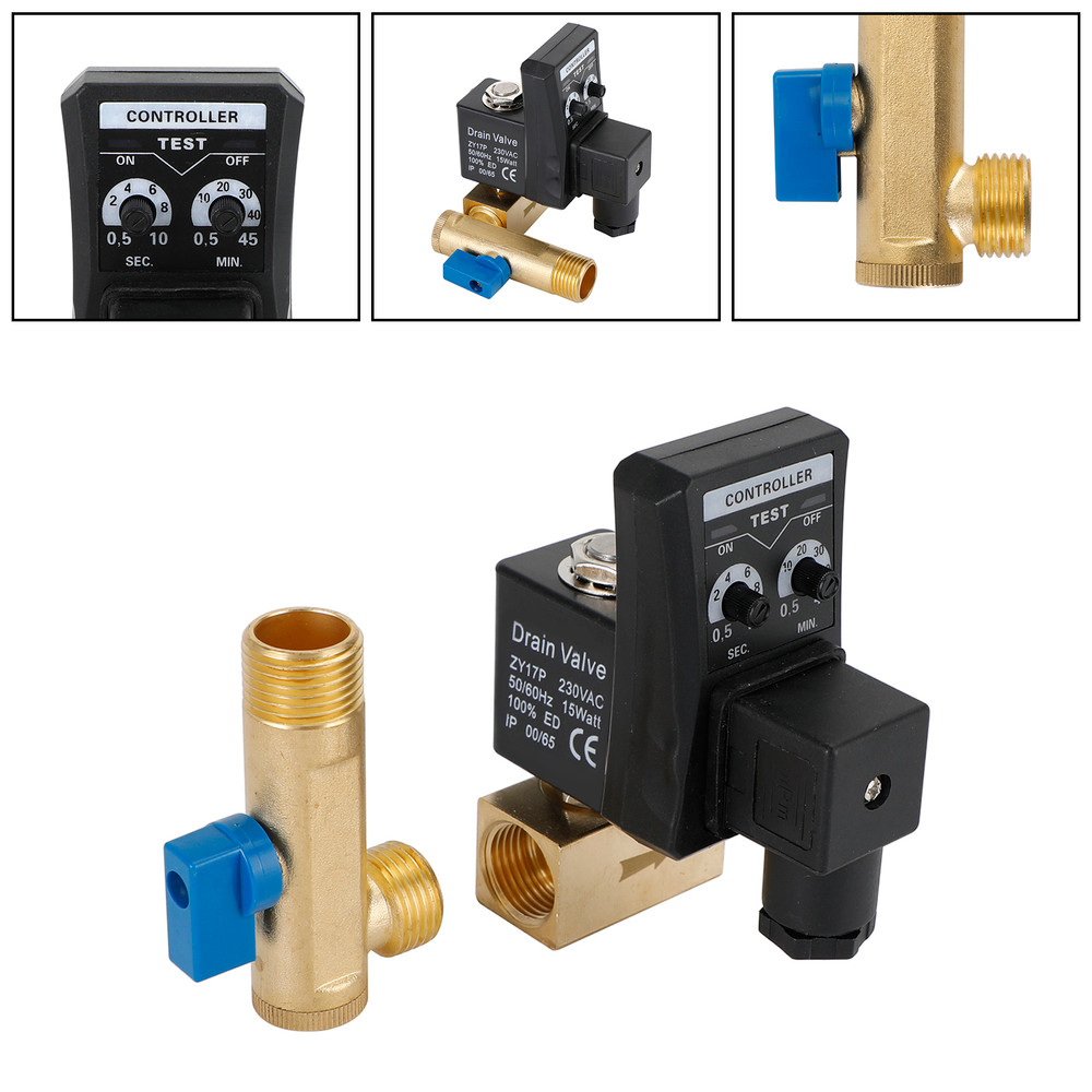 AC 220V 1/2" Automatic Electronic Timed Air Compressor Auto Drain Valve