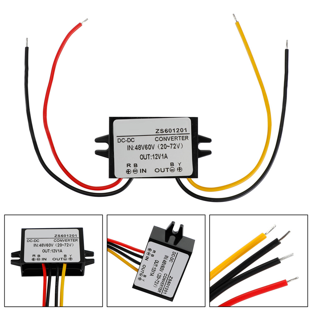 Waterproof DC-DC Converter 60V Step Down to 12V Car Power Supply Module 1A