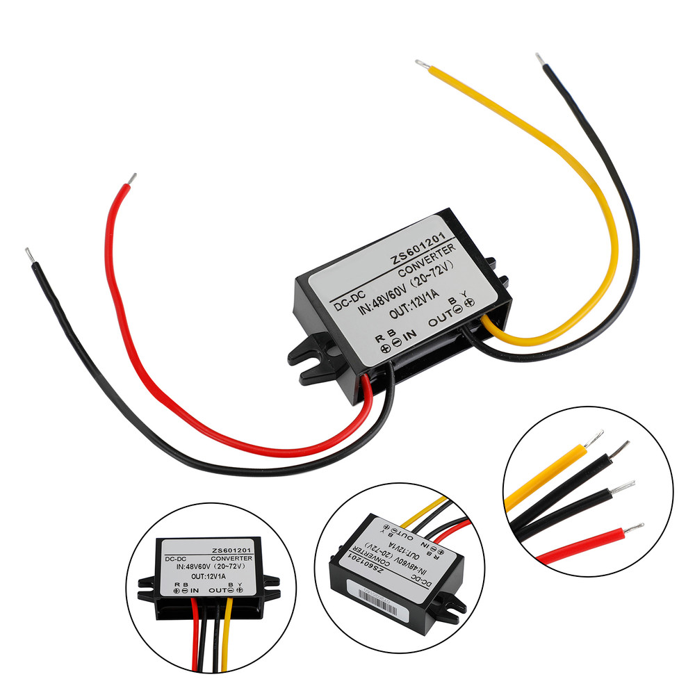 Waterproof DC-DC Converter 60V Step Down to 12V Car Power Supply Module 1A