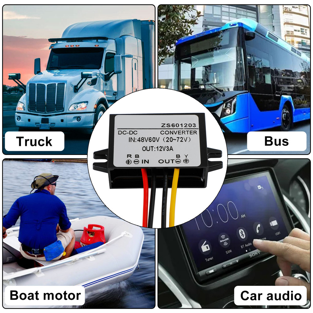 Waterproof DC-DC Converter 60V Step Down to 12V Car Power Supply Module 3A