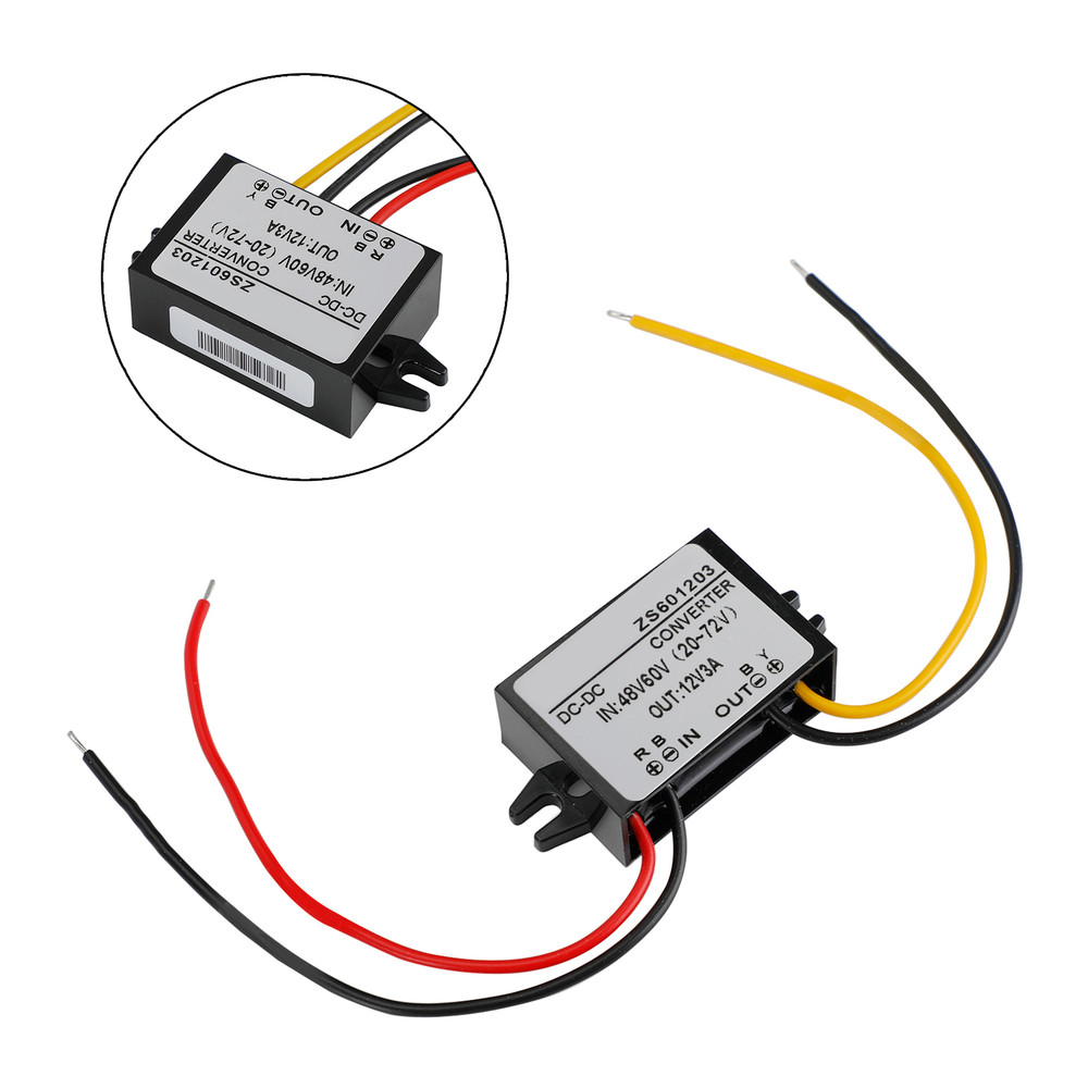 Waterproof DC-DC Converter 60V Step Down to 12V Car Power Supply Module 3A