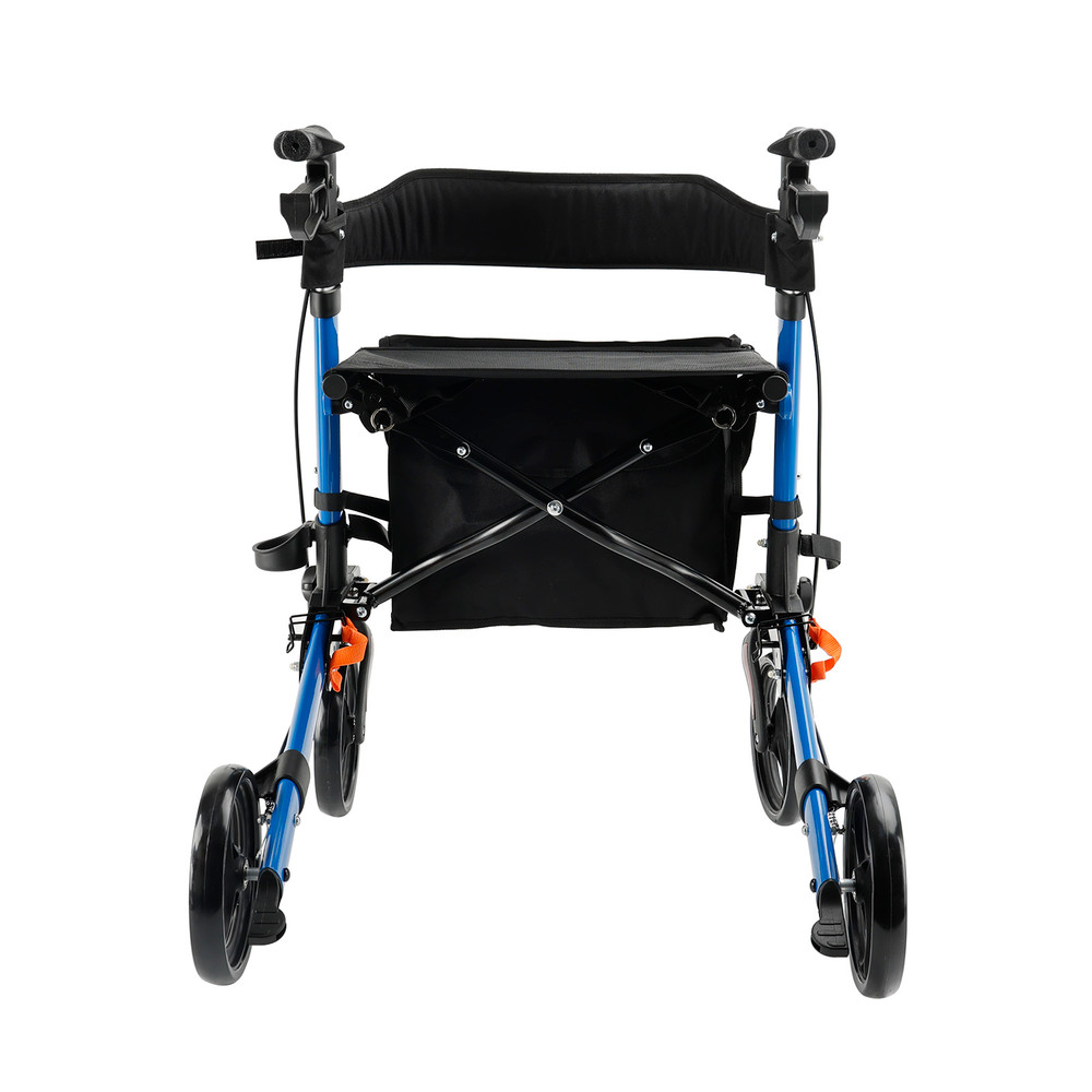 Foldable Rollator Walker with 6 levels of Adjustable Seat 8 Wheels  Compact Folding Design Lightweight Mobility Walking Aid suitable for people of different heights