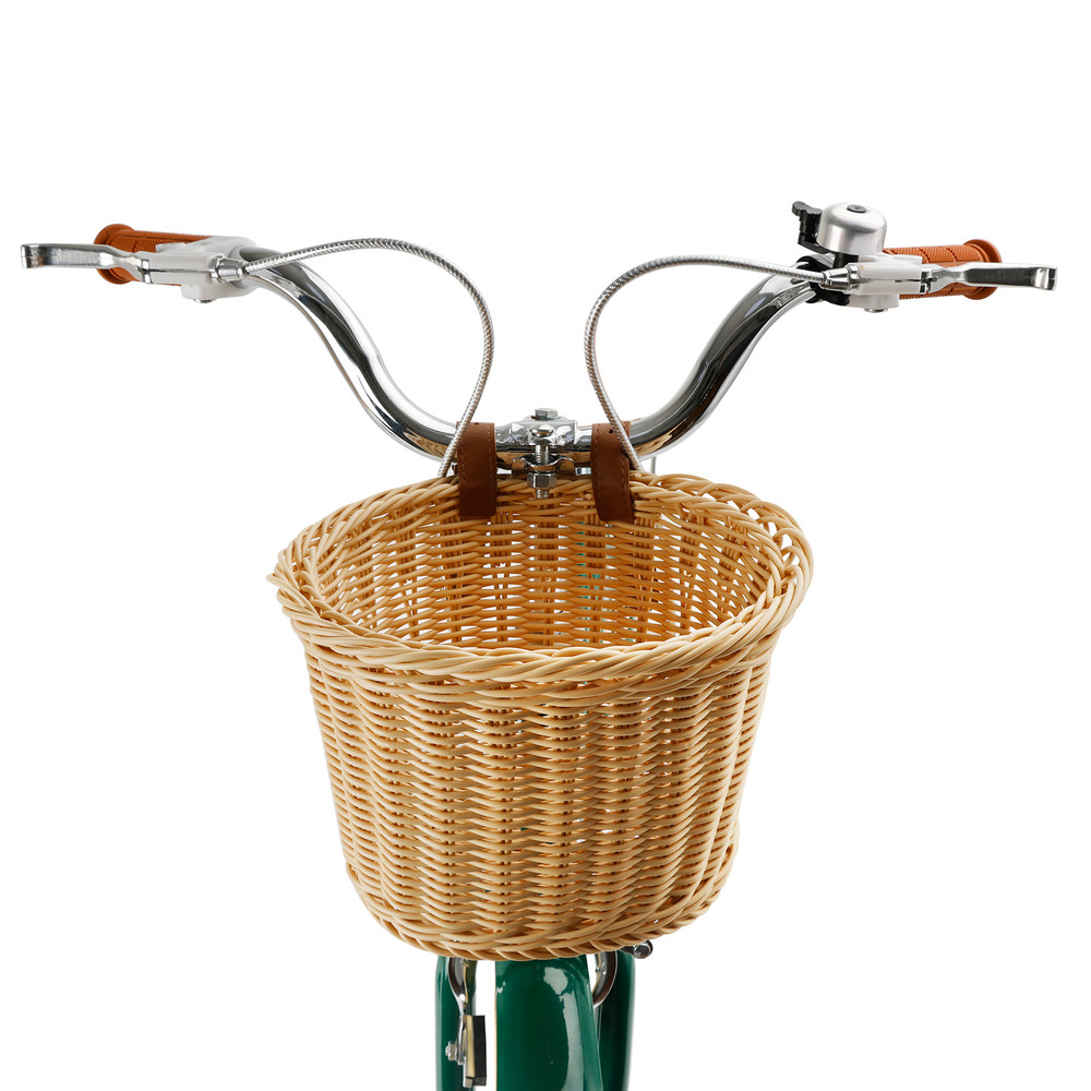 18 inch Kids Bike Child Bicycle For Ages 7-9 Years Boys and Girls Youth bike with Training Wheels Basket Green