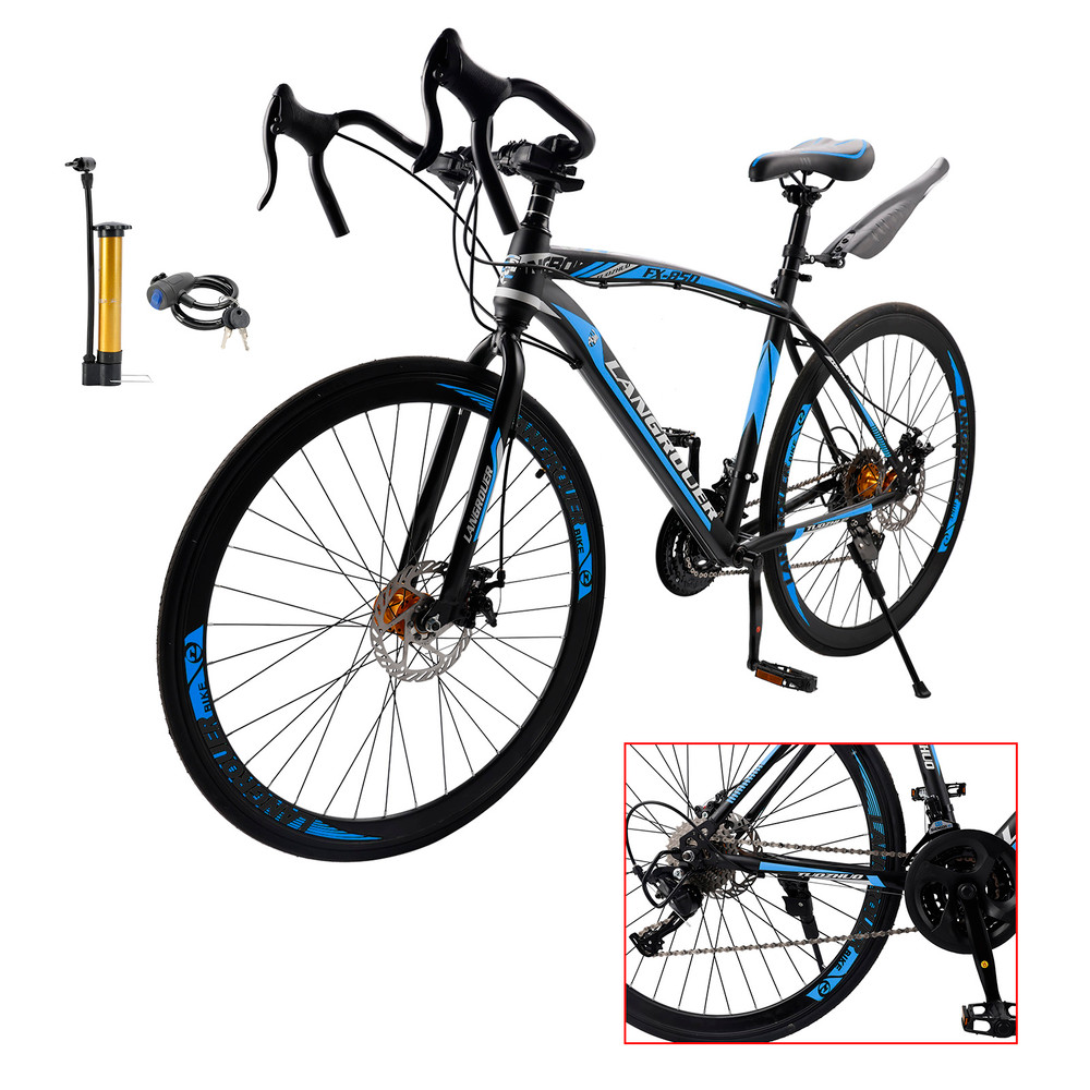 27 speed Road Bike Racing Bicycle 700C 26" Wheels Adult Black+Blue