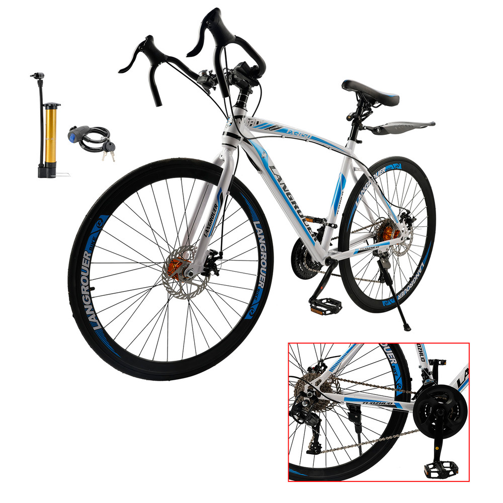 27 speed Road Bike Racing Bicycle 700C 26" Wheels Adult White+Blue